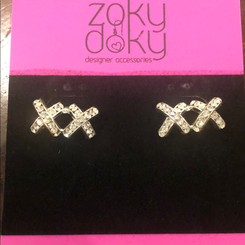Double Kisses CZ Pavé Earrings,NWT - Picture 1 of 2